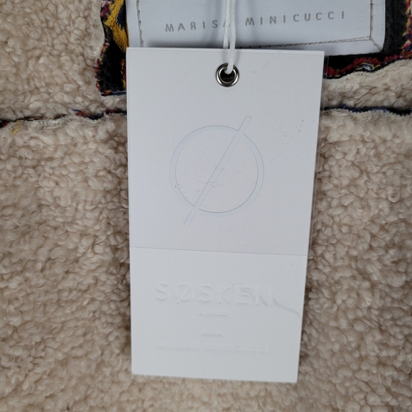 SOSKEN | January tapestry road map knit sherpa button close biker jacket - Picture 12 of 15